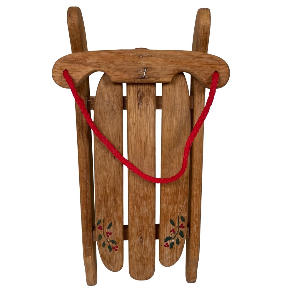 Vintage Handmade Wood Sled Christmas Holly Christmas Door Decor Farmhouse Rustic